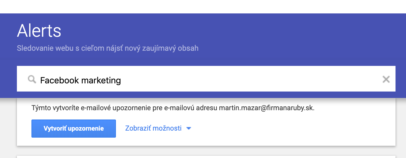 Google alerts nastavenie možnosti