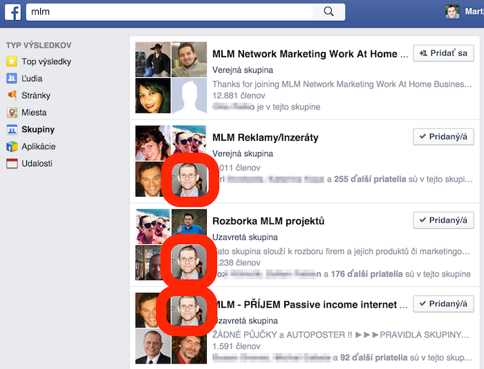 facebook skupiny - mlm dušan daniel