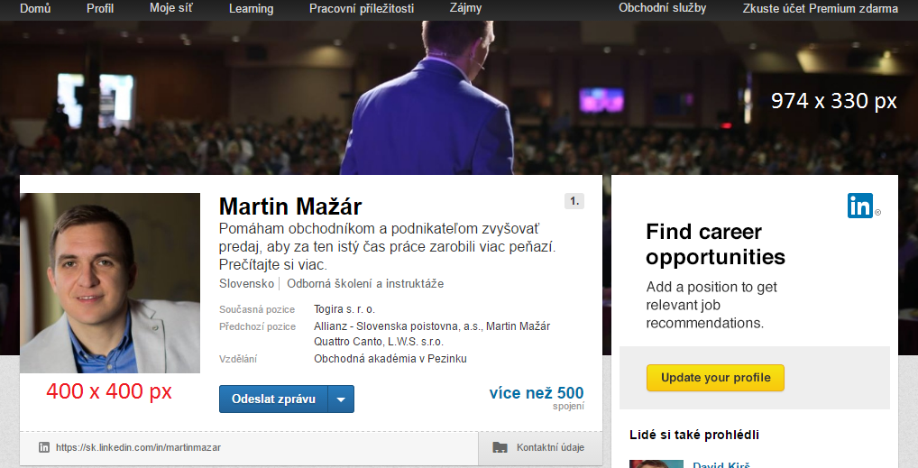 LinkedIn rozmery fotiek