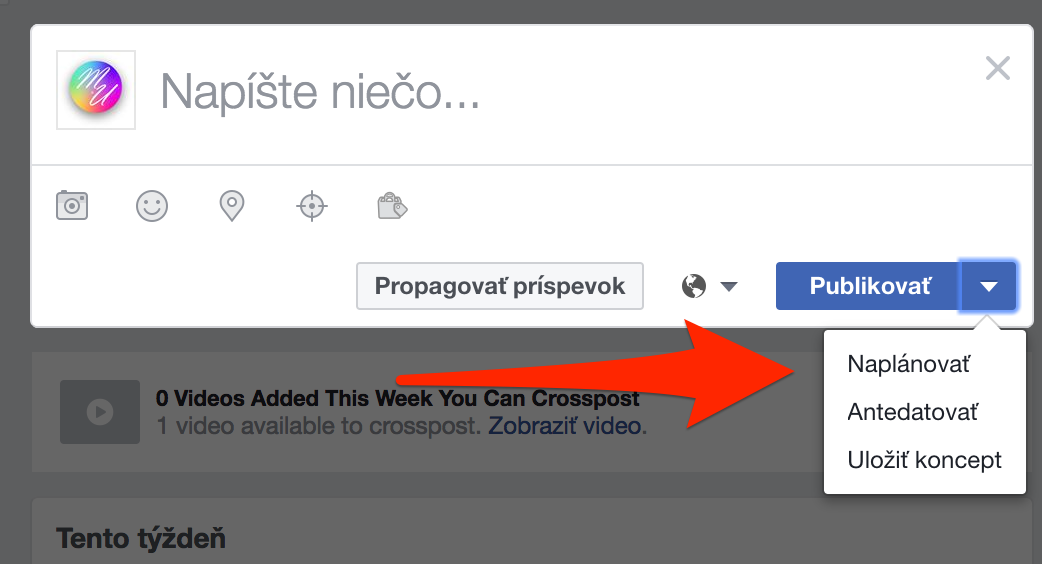 Facebook plánovanie príspevkov