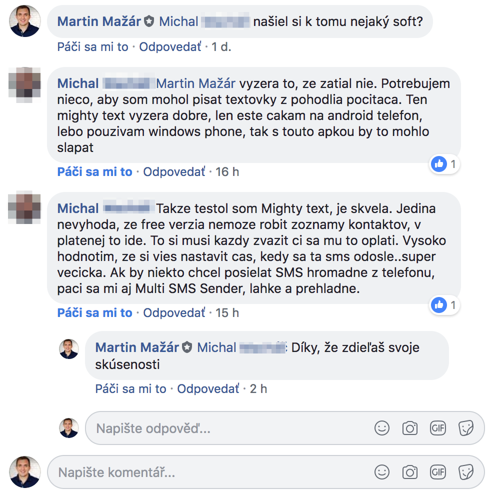 Diskusia pod príspevkom v skupine Online lídri