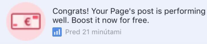Facebook reklama kupón č. 1